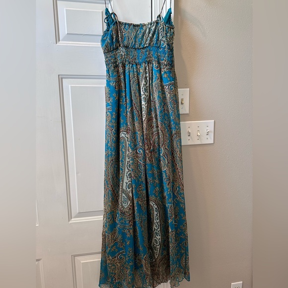 Teal paisley maxi dress Sz L - Picture 3 of 4